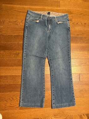 Vintage Y2K Arizona Jeans Size 12 Bootcut Cropped Hemmed Floral Detail